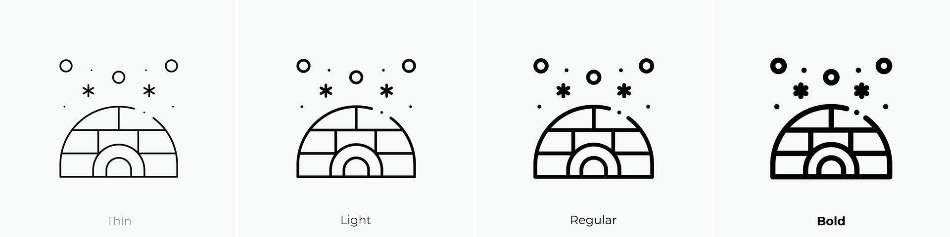 igloo icon. Thin, Light, Regular And Bold style design isolated on white background vector