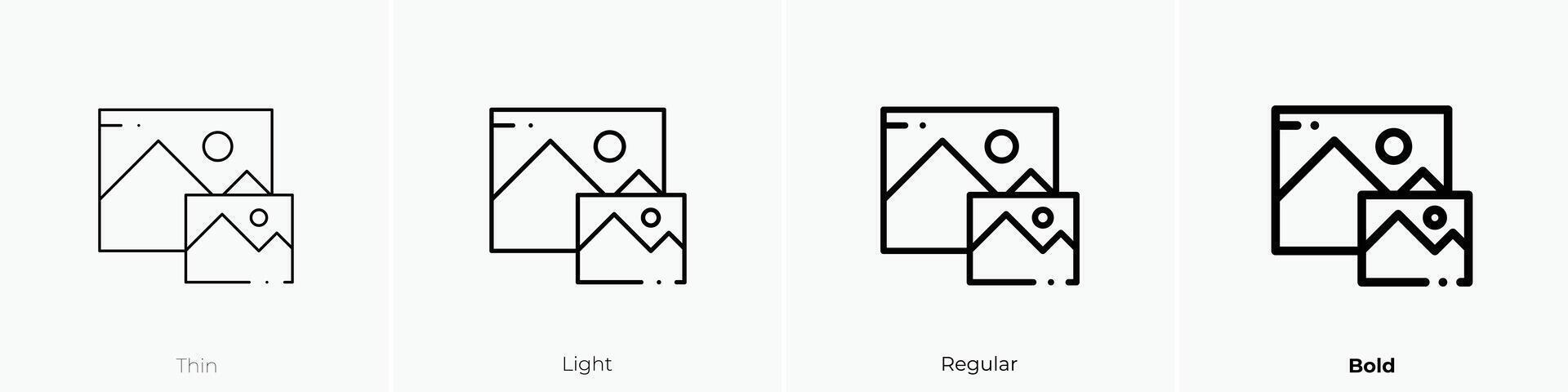 images icon. Thin, Light, Regular And Bold style design isolated on white background vector