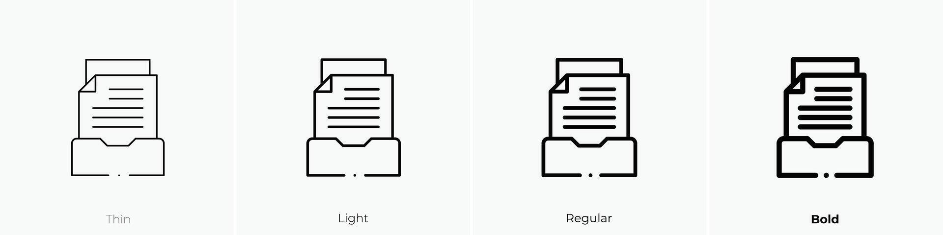 inbox icon. Thin, Light, Regular And Bold style design isolated on white background vector