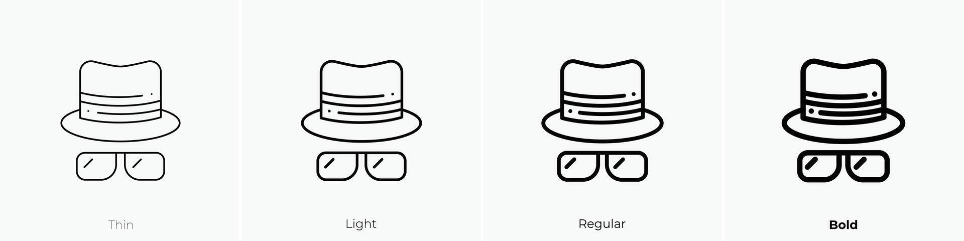 incognito icon. Thin, Light, Regular And Bold style design isolated on white background vector