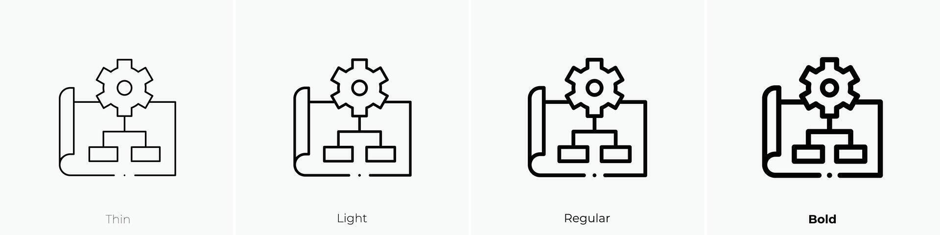 implement icon. Thin, Light, Regular And Bold style design isolated on white background vector