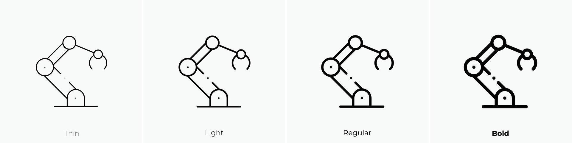industrial robot icon. Thin, Light, Regular And Bold style design isolated on white background vector