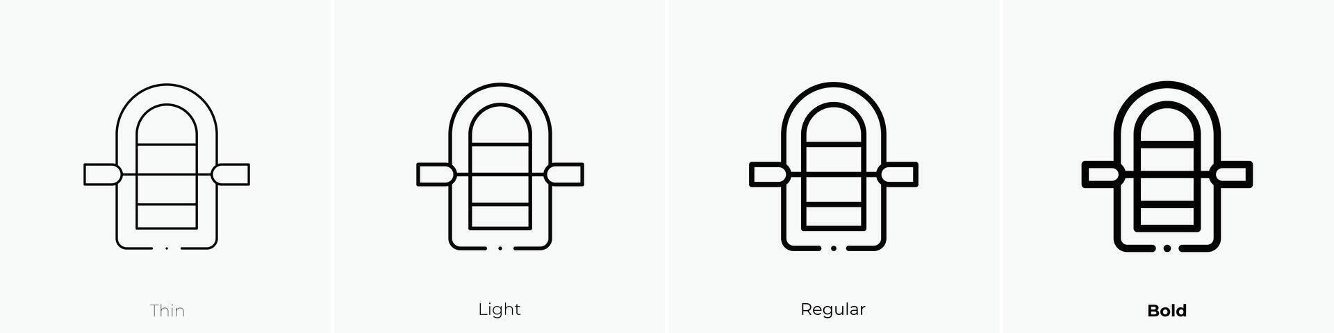 inflatable boat icon. Thin, Light, Regular And Bold style design isolated on white background vector