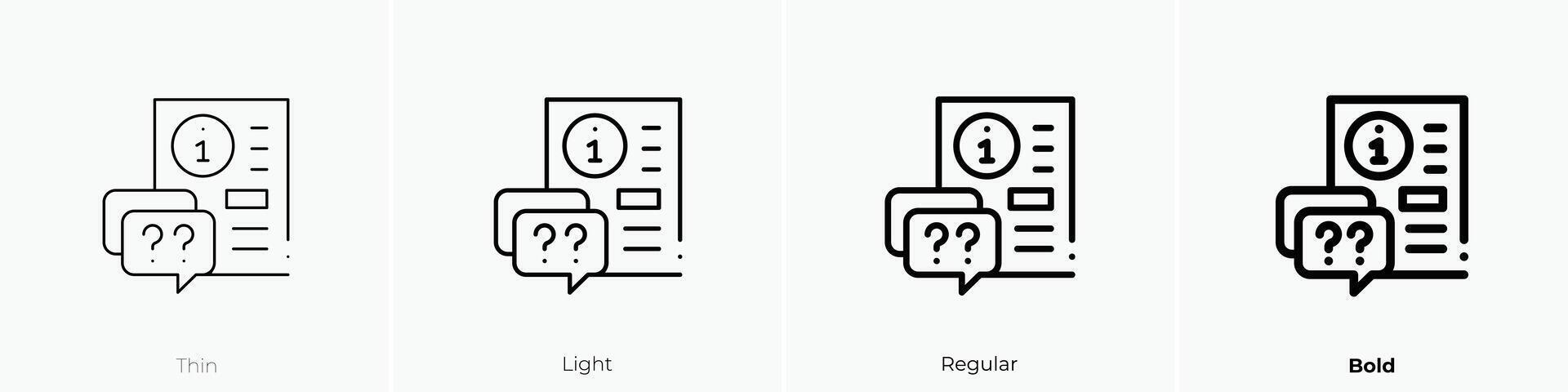 info icon. Thin, Light, Regular And Bold style design isolated on white background vector