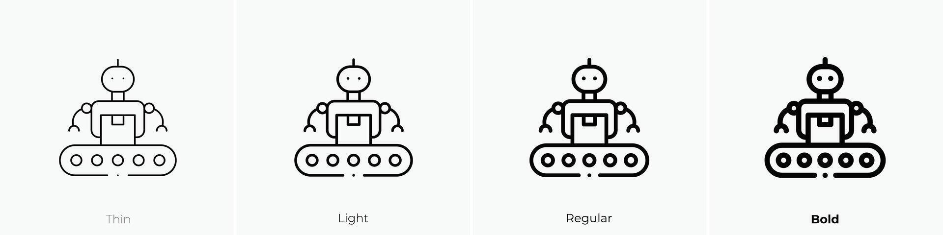industrial robot icon. Thin, Light, Regular And Bold style design isolated on white background vector