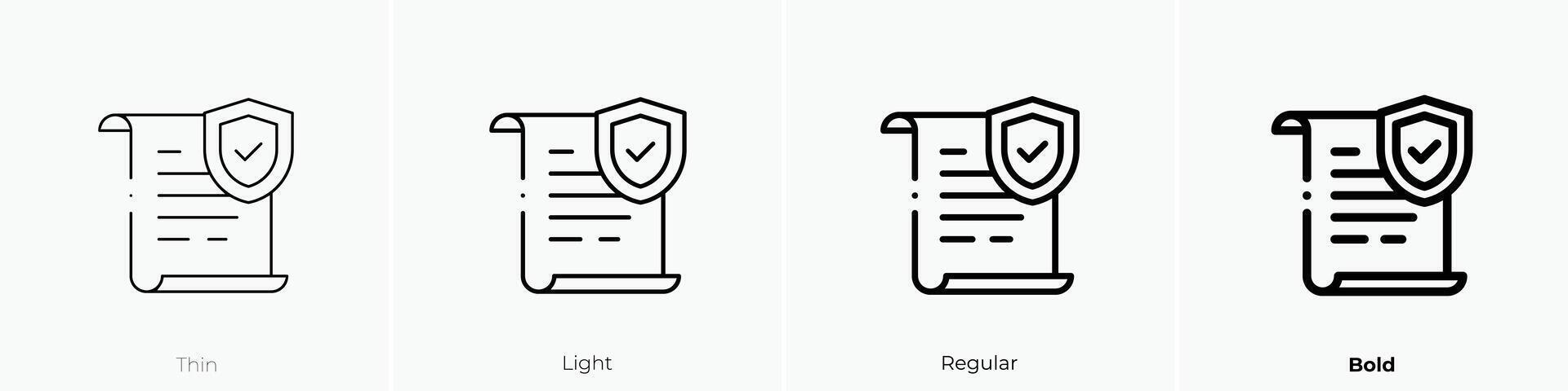 insurance icon. Thin, Light, Regular And Bold style design isolated on white background vector
