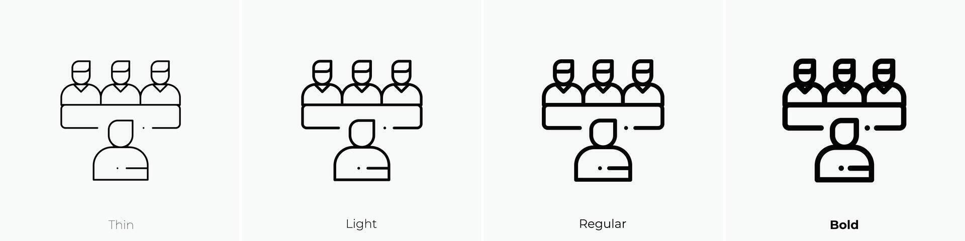 interview icon. Thin, Light, Regular And Bold style design isolated on white background vector