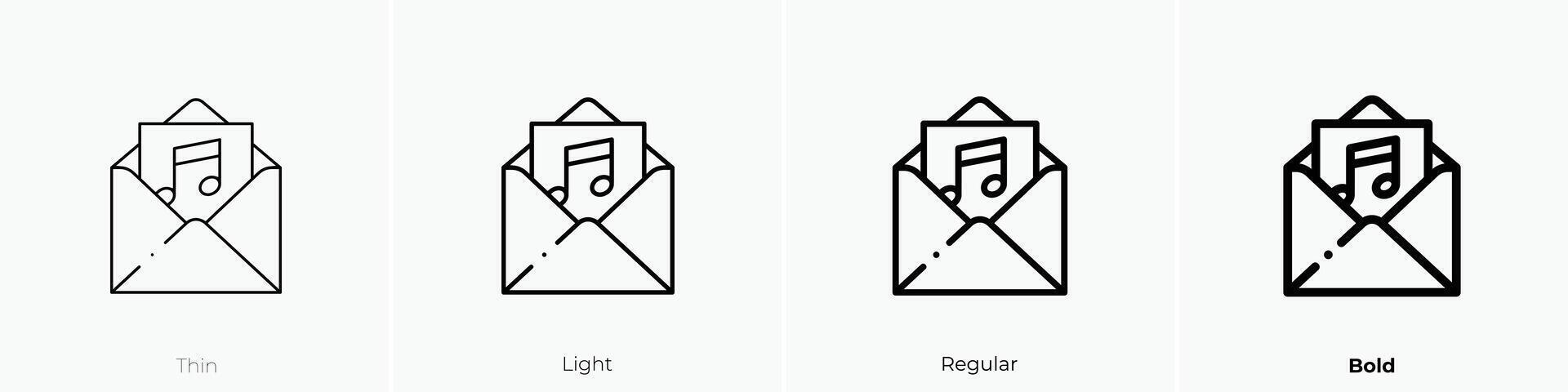 invitation icon. Thin, Light, Regular And Bold style design isolated on white background vector