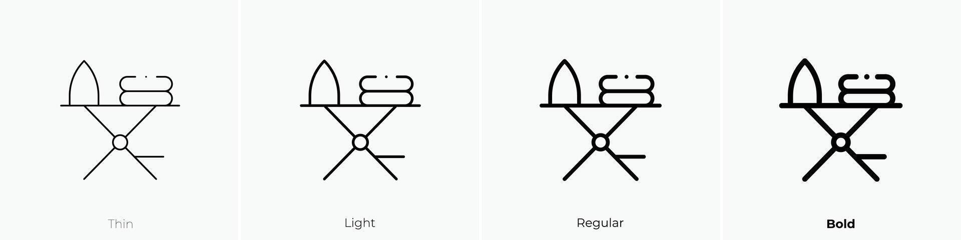ironing board icon. Thin, Light, Regular And Bold style design isolated on white background vector