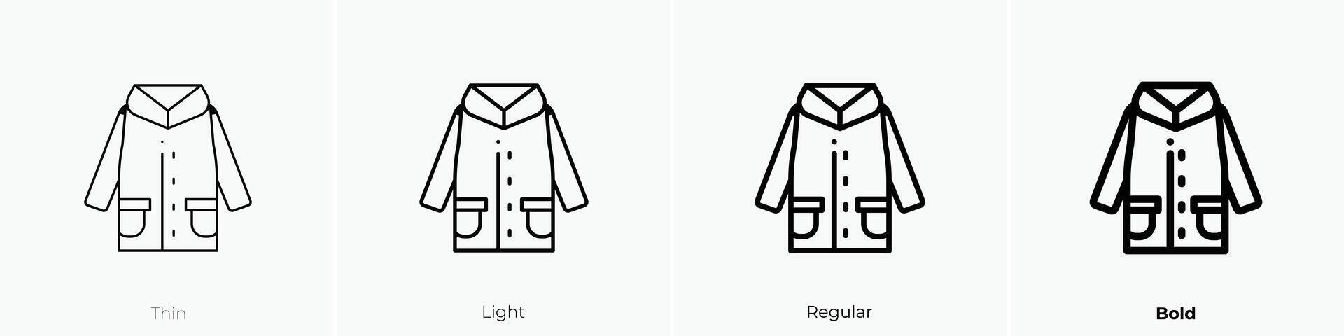 jacket icon. Thin, Light, Regular And Bold style design isolated on white background vector