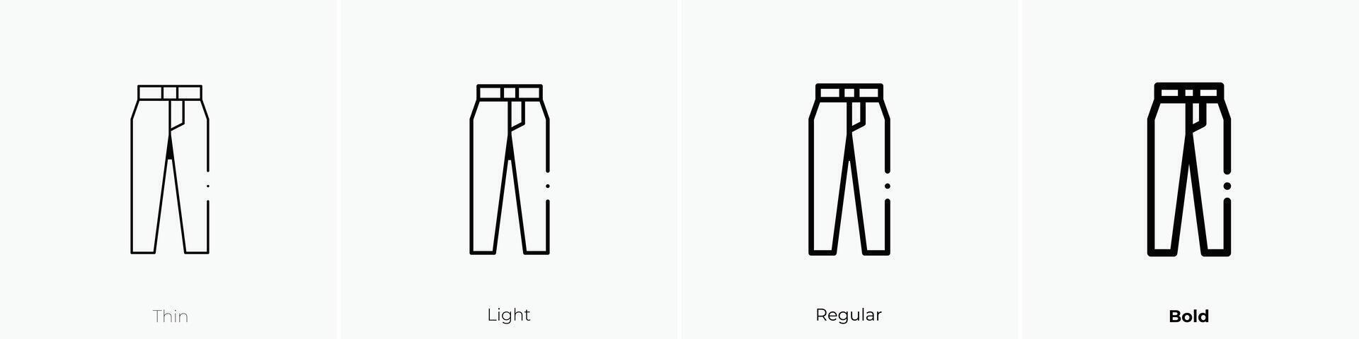 jeans icon. Thin, Light, Regular And Bold style design isolated on white background vector