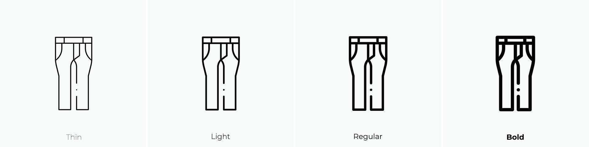 jeans icon. Thin, Light, Regular And Bold style design isolated on white background vector