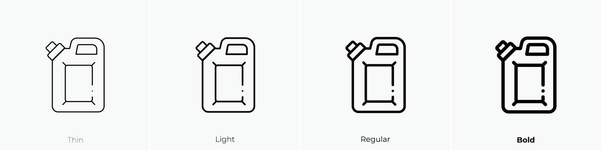 jerrycan icon. Thin, Light, Regular And Bold style design isolated on white background vector