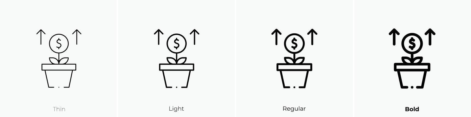 investing icon. Thin, Light, Regular And Bold style design isolated on white background vector