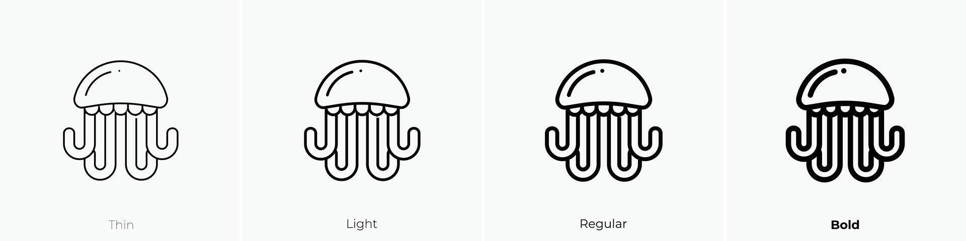 jellyfish icon. Thin, Light, Regular And Bold style design isolated on white background vector