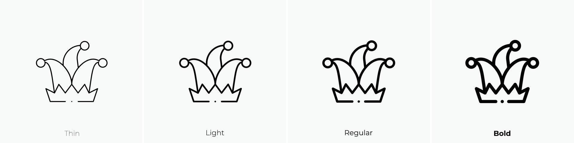 joker icon. Thin, Light, Regular And Bold style design isolated on white background vector