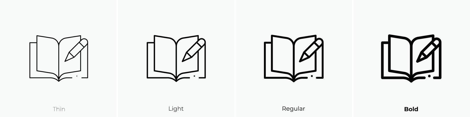 journal icon. Thin, Light, Regular And Bold style design isolated on white background vector