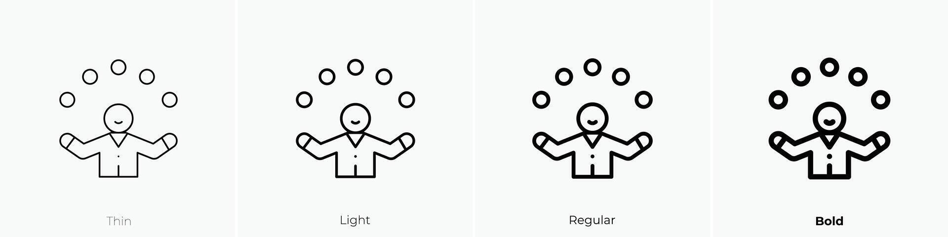 juggler icon. Thin, Light, Regular And Bold style design isolated on white background vector