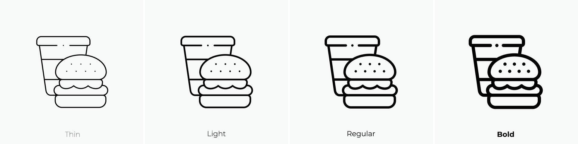 junk food icon. Thin, Light, Regular And Bold style design isolated on white background vector