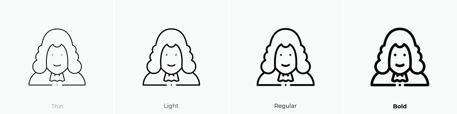 judge icon. Thin, Light, Regular And Bold style design isolated on white background vector