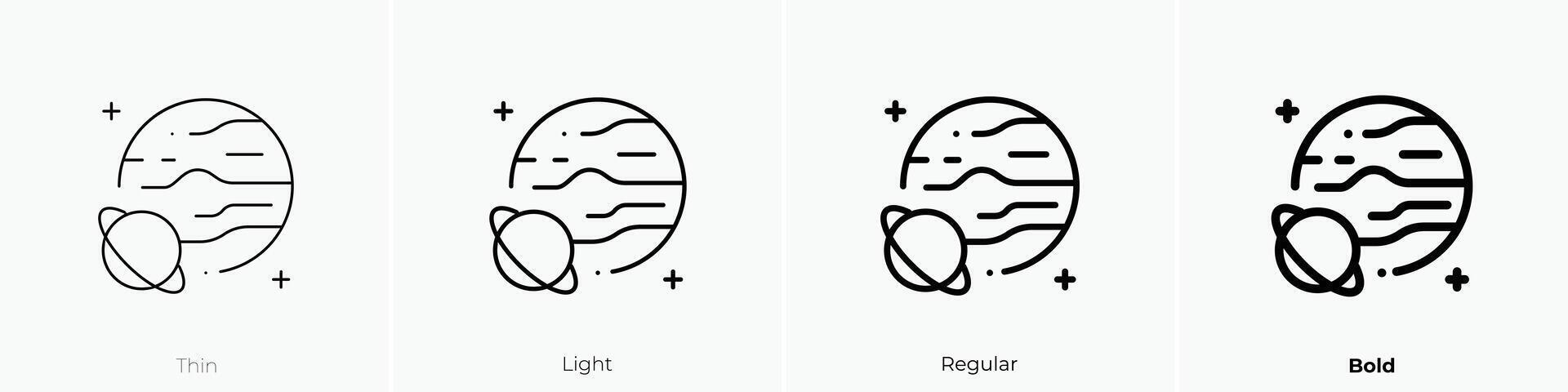 jupiter icon. Thin, Light, Regular And Bold style design isolated on white background vector