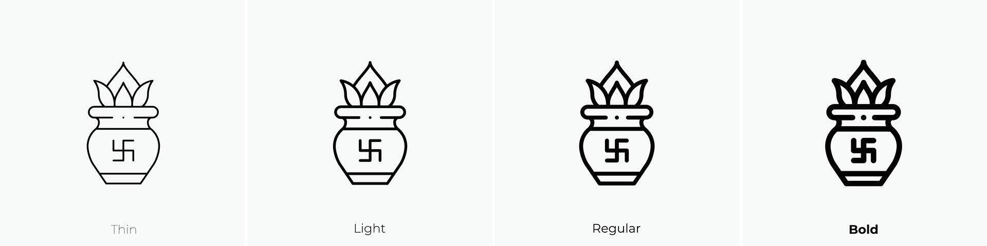 kalasha icon. Thin, Light, Regular And Bold style design isolated on white background vector
