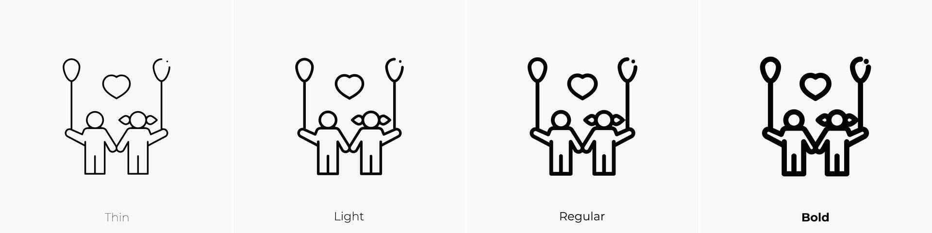 kids icon. Thin, Light, Regular And Bold style design isolated on white background vector