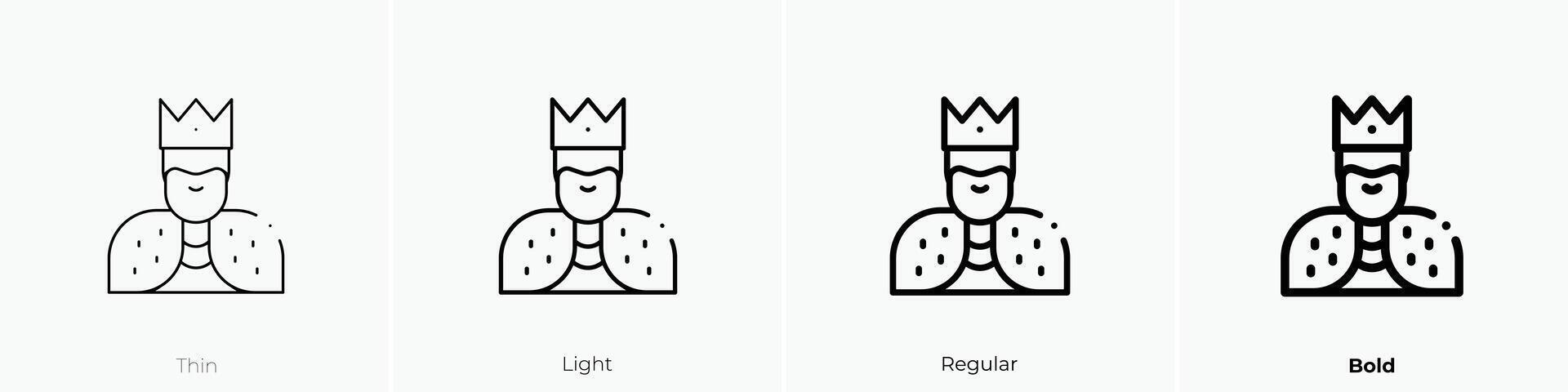 king icon. Thin, Light, Regular And Bold style design isolated on white background vector
