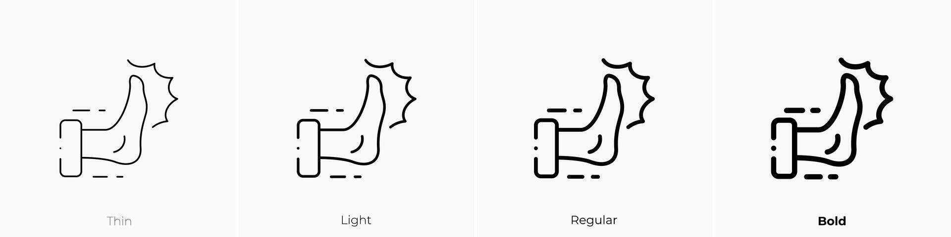 kick icon. Thin, Light, Regular And Bold style design isolated on white background vector