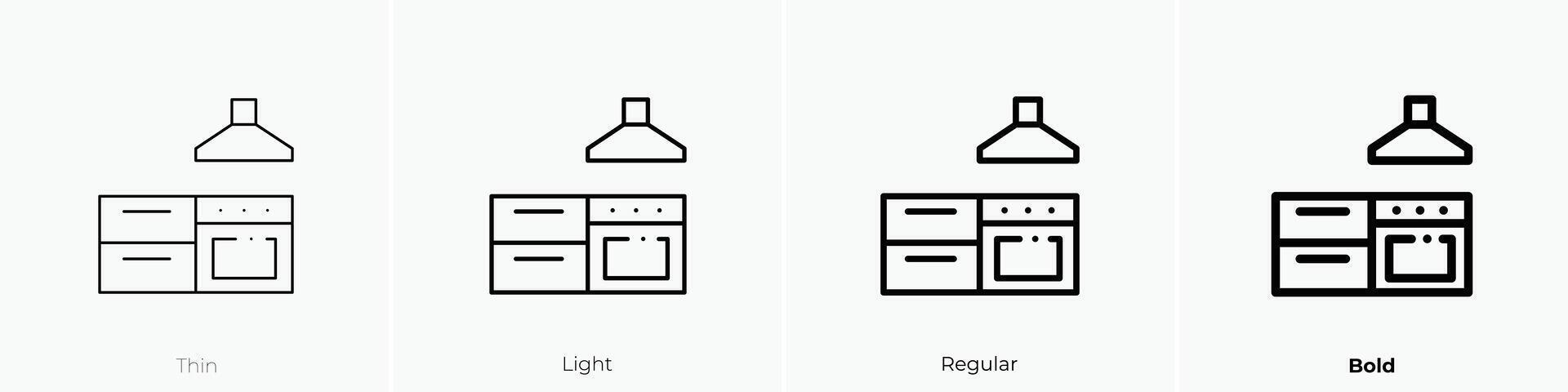 kitchen icon. Thin, Light, Regular And Bold style design isolated on white background vector