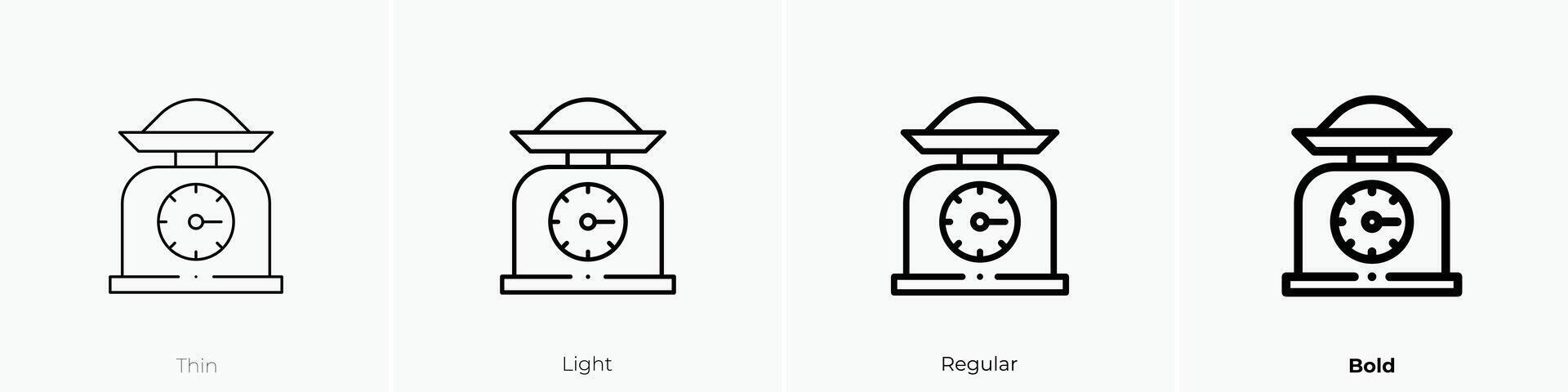 kitchen scale icon. Thin, Light, Regular And Bold style design isolated on white background vector