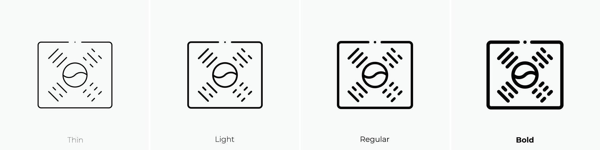 korea icon. Thin, Light, Regular And Bold style design isolated on white background vector