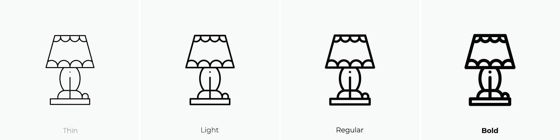 lamp icon. Thin, Light, Regular And Bold style design isolated on white background vector