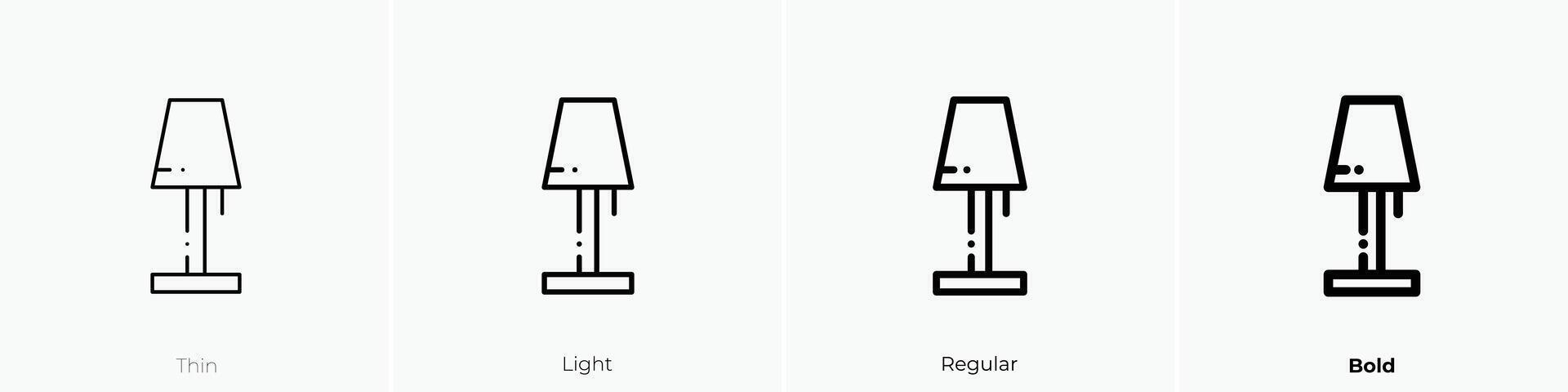 lamp icon. Thin, Light, Regular And Bold style design isolated on white background vector