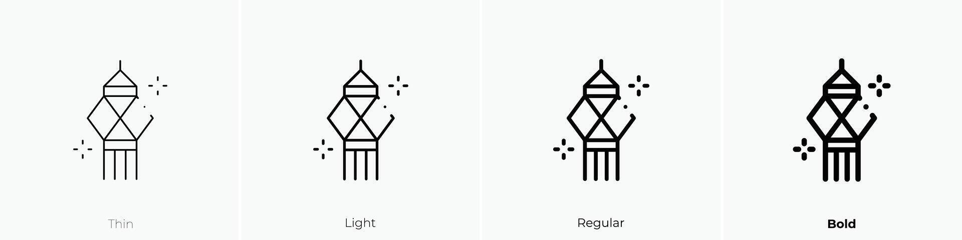 lantern icon. Thin, Light, Regular And Bold style design isolated on white background vector