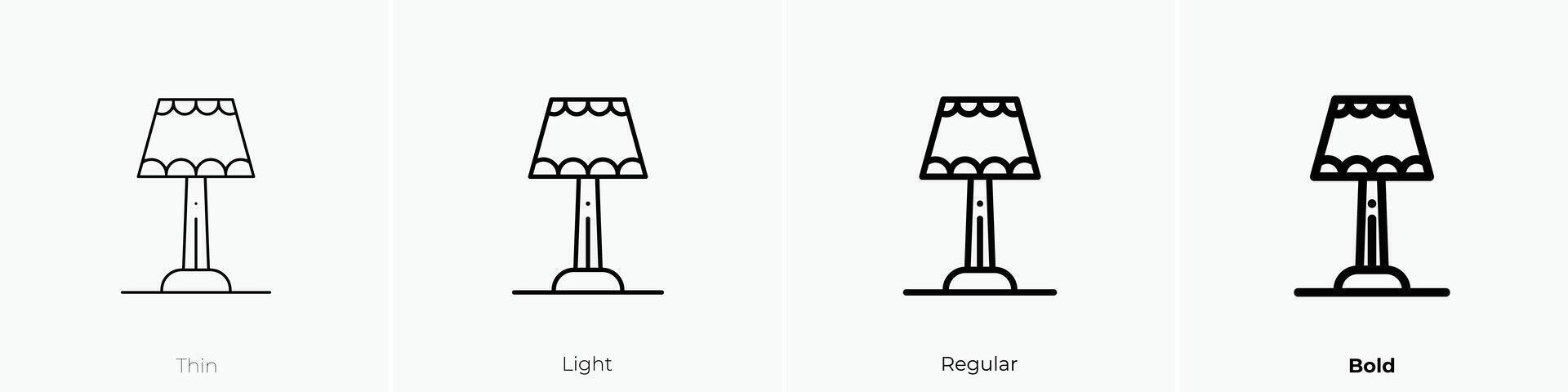 lamp icon. Thin, Light, Regular And Bold style design isolated on white background vector