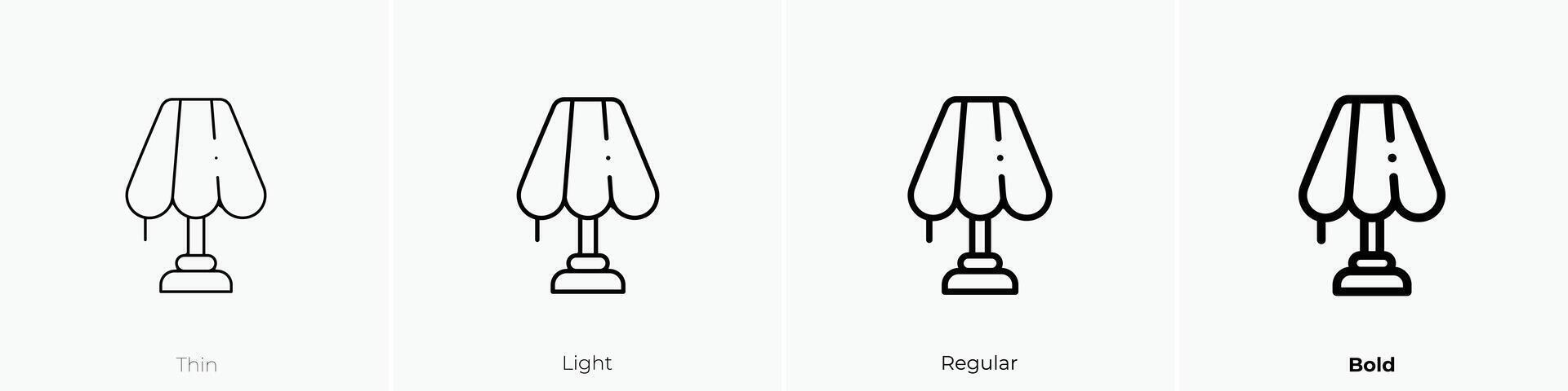 lamp icon. Thin, Light, Regular And Bold style design isolated on white background vector