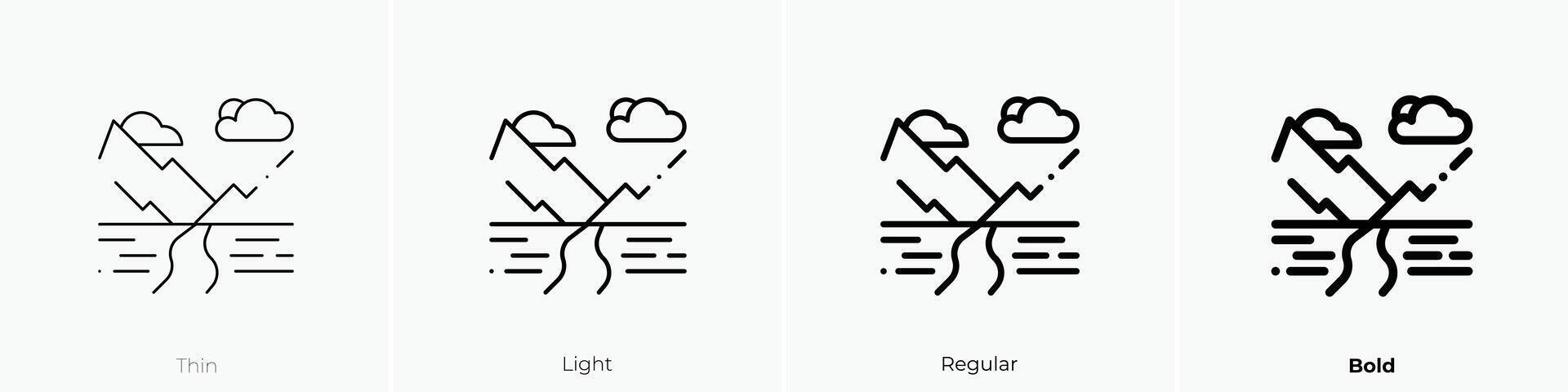 landscape icon. Thin, Light, Regular And Bold style design isolated on white background vector