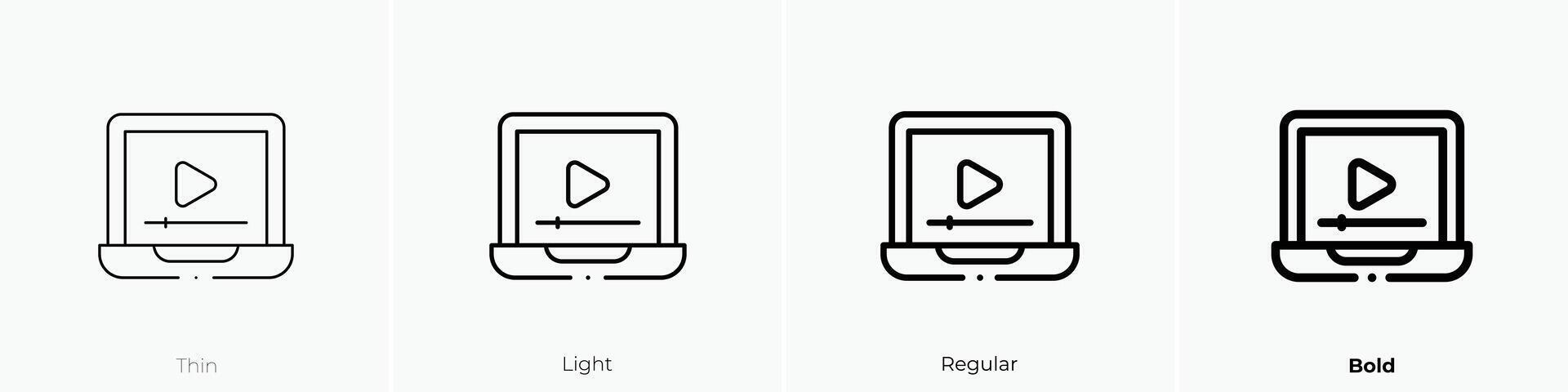 laptop icon. Thin, Light, Regular And Bold style design isolated on white background vector