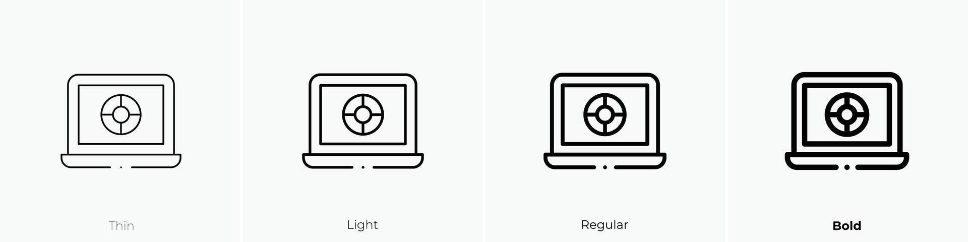 laptop icon. Thin, Light, Regular And Bold style design isolated on white background vector