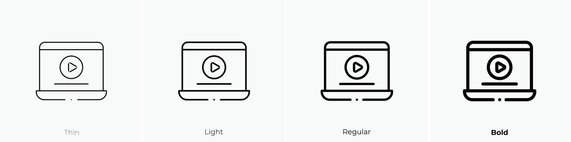 laptop icon. Thin, Light, Regular And Bold style design isolated on white background vector