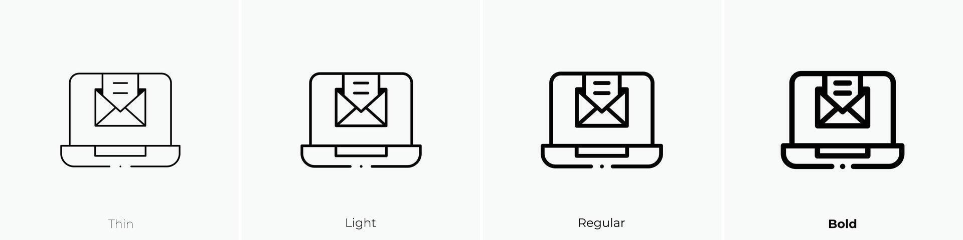 laptop icon. Thin, Light, Regular And Bold style design isolated on white background vector