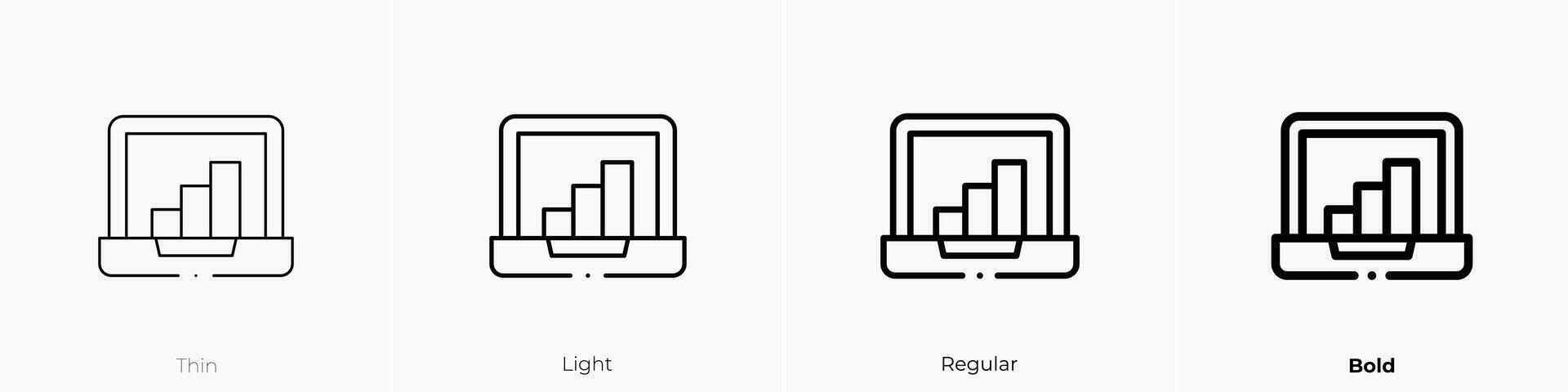 laptop icon. Thin, Light, Regular And Bold style design isolated on white background vector