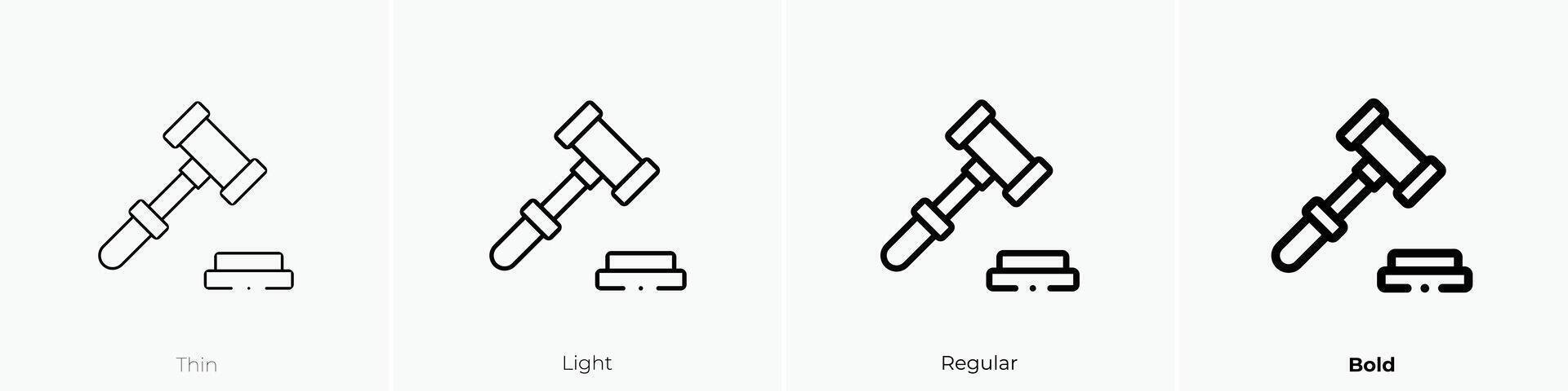 law icon. Thin, Light, Regular And Bold style design isolated on white background vector