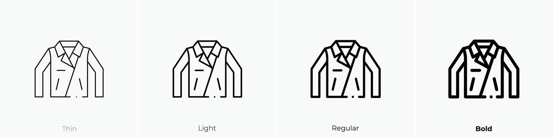 leather jacket icon. Thin, Light, Regular And Bold style design isolated on white background vector