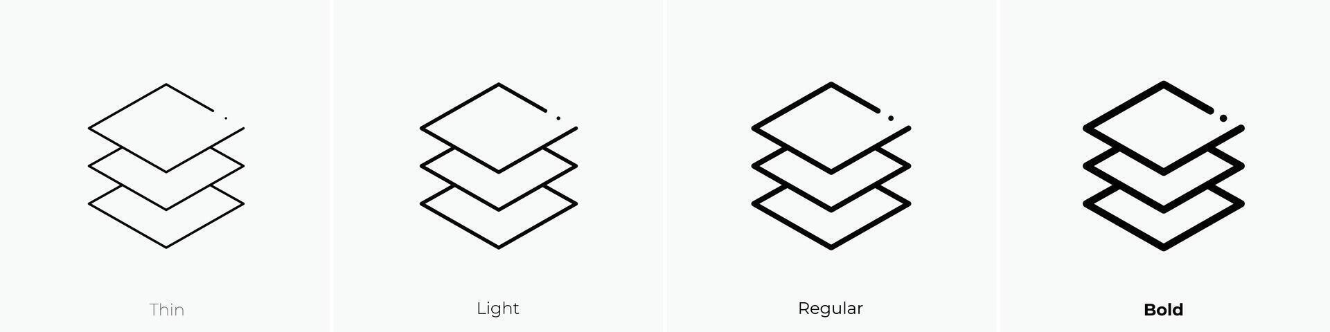 layers icon. Thin, Light, Regular And Bold style design isolated on white background vector