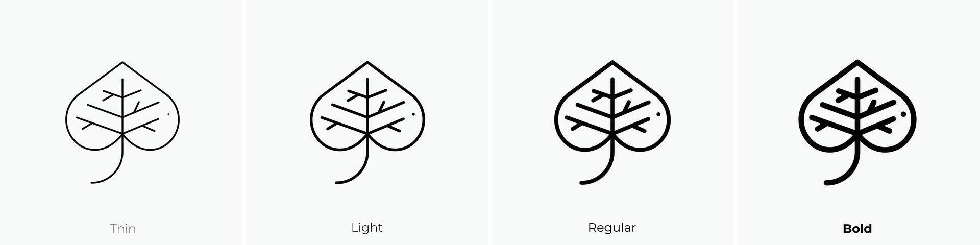 leaf icon. Thin, Light, Regular And Bold style design isolated on white background vector