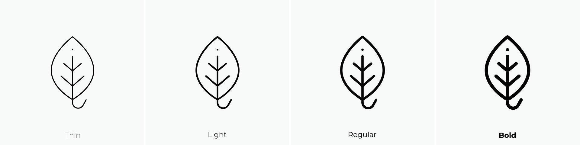 leaf icon. Thin, Light, Regular And Bold style design isolated on white background vector