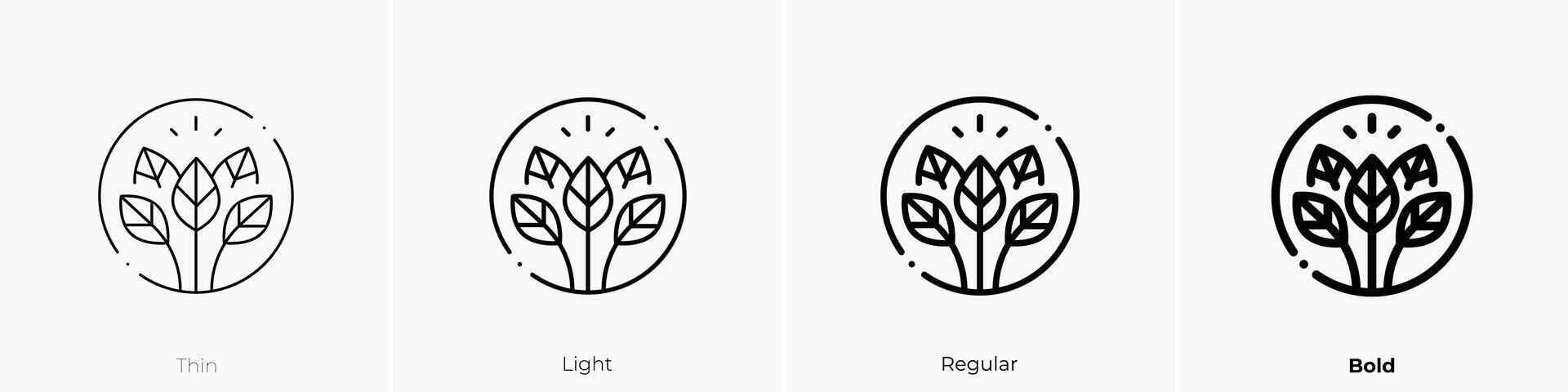 leaves icon. Thin, Light, Regular And Bold style design isolated on white background vector
