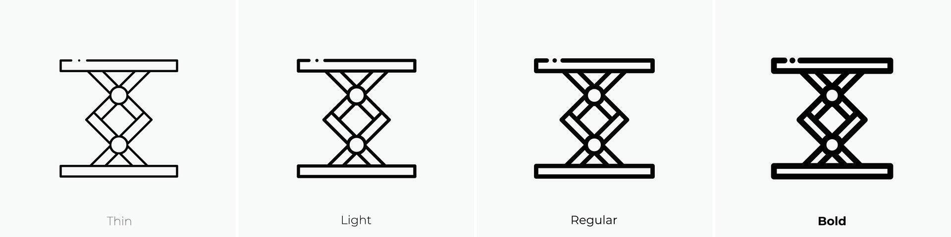 lift icon. Thin, Light, Regular And Bold style design isolated on white background vector